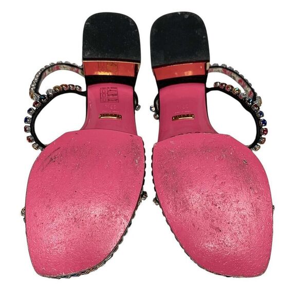 Gucci Mira Crystal Embellished Platform Sandals EU 37.5 US 7.5  Strappy Black - Picture 9 of 11